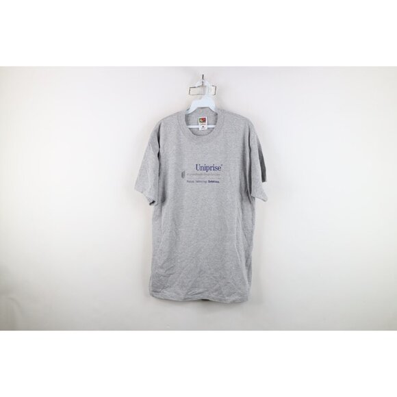 Vintage Mens Large Uniprise UnitedHealth Group Company Short Sleeve T-Shirt Gray